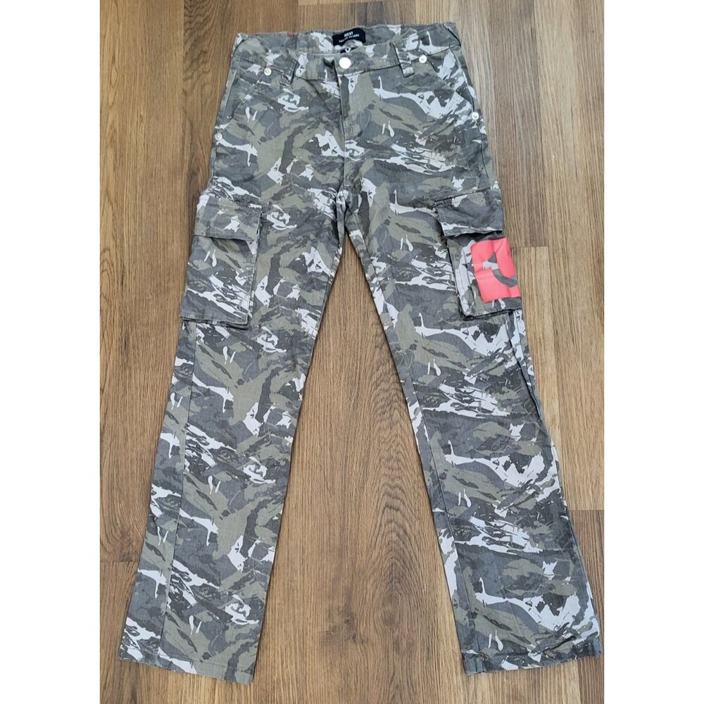 True Religion Ricky Relaxed Straight Camo Cargo Pants Youth 16 Adjustable waist